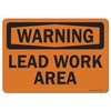 Signmission Safety Sign, OSHA Warning, 12" Height, Rigid Plastic, Lead Work Area, Landscape OS-WS-P-1218-L-19684